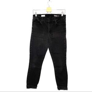 Gap | Black Distressed True Skinny Cuffed Hem Jeans